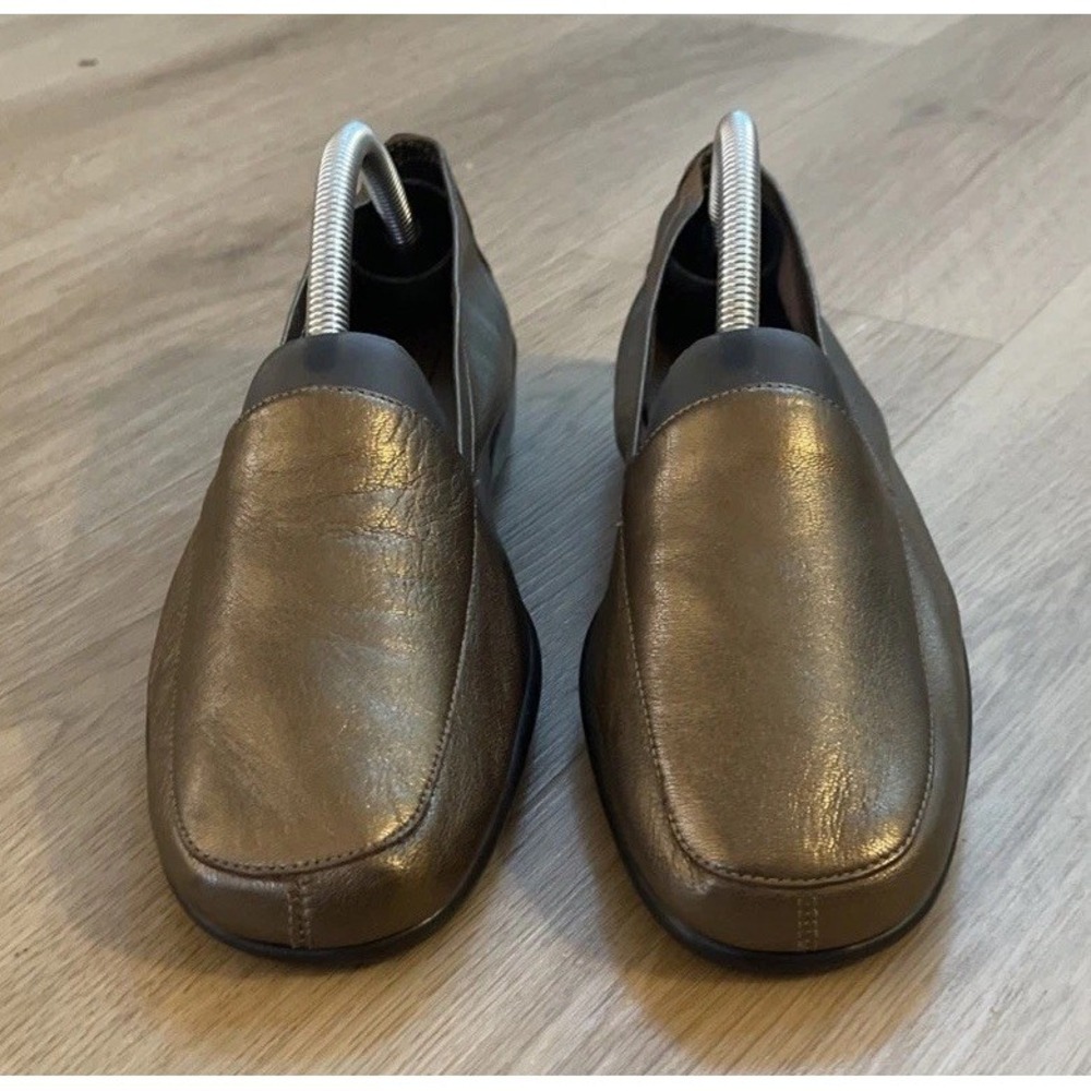 Aerosoles Women's 10 Loafer Metallic Champagne Gold Leather Flat Slip On